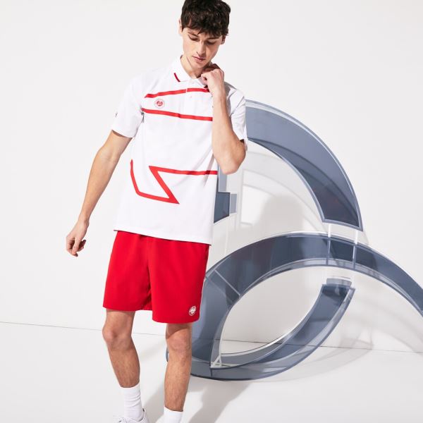 Lacoste SPORT Roland Garros x Novak Djokovic Polo Shirt Pánské - Polo Bílé / Červené | CZ-6xCcY6